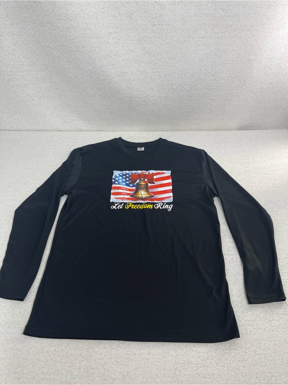 Armored Men's Lg Blk Long Sleeve  Patriotic T-Shirt Let Freedom Ring. SKU#0593